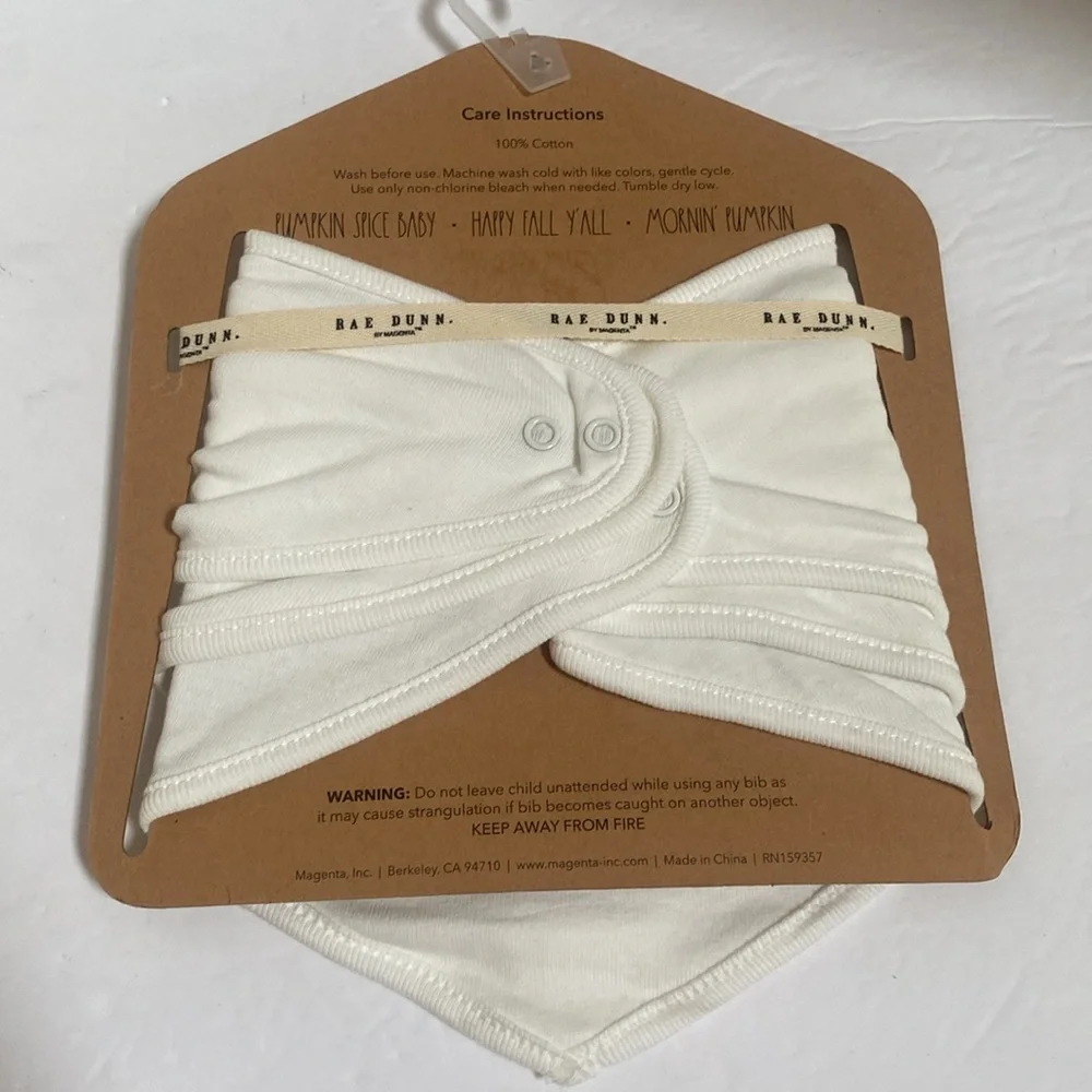 NWT set if 3 Rae Dunn Pumpkin Spice, Happy Fall Y'all, Mornin Pumpkin Baby Bibs